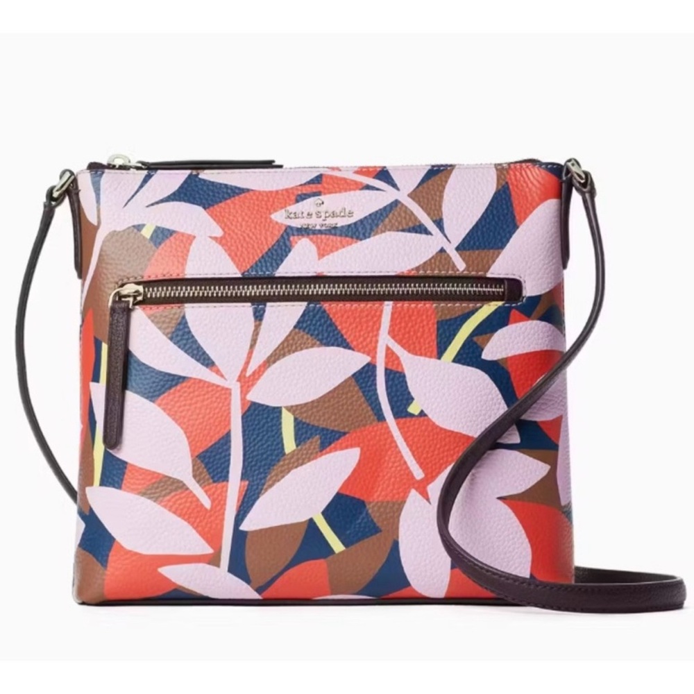 Kate Spade Jackson Tropical Toss Pebbled Leather Crossbody Bag Purse NWT